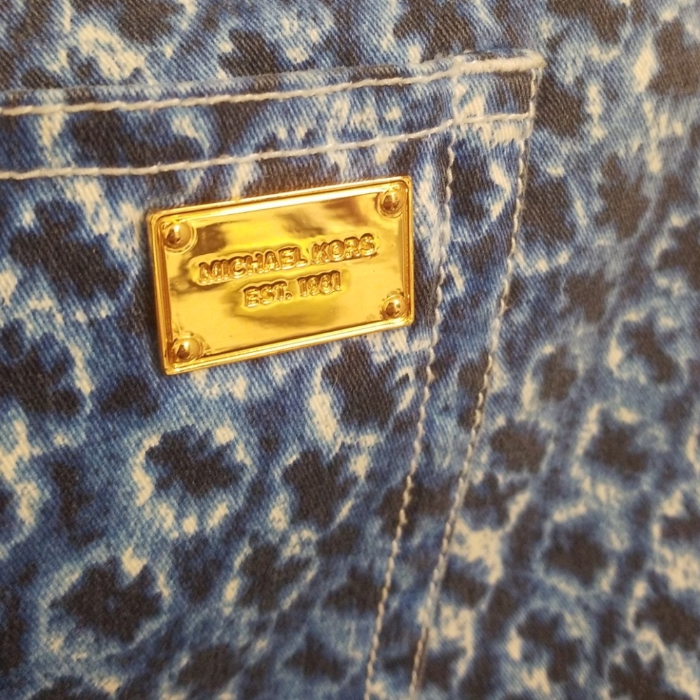 MK blue and white water tie dye jeans - Picture 5 of 6